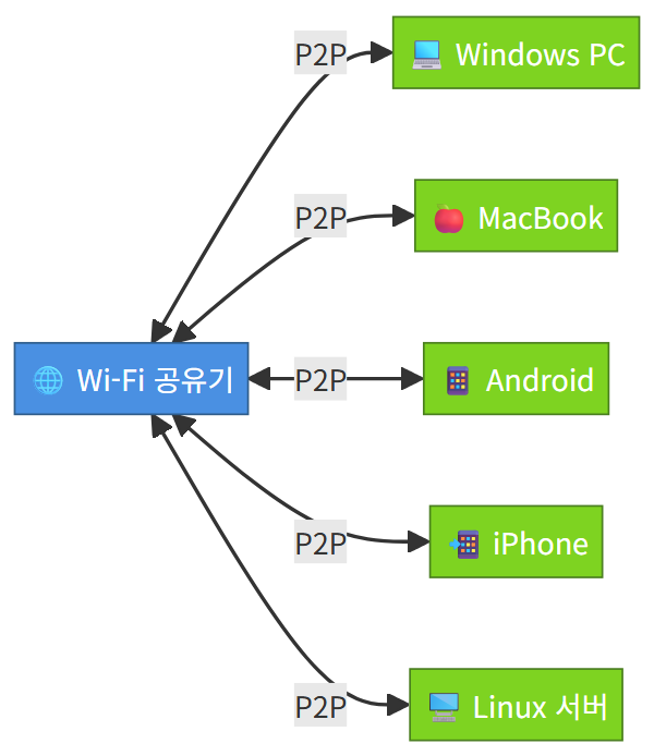LocalSend 로컬 P2P 전송 원리 다이어그램