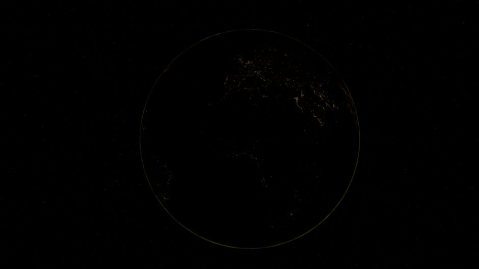 A breathtaking aerial view of Earth at night showcasing city lights across continents.
