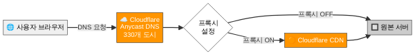 Cloudflare DNS 프록시 요청 흐름도