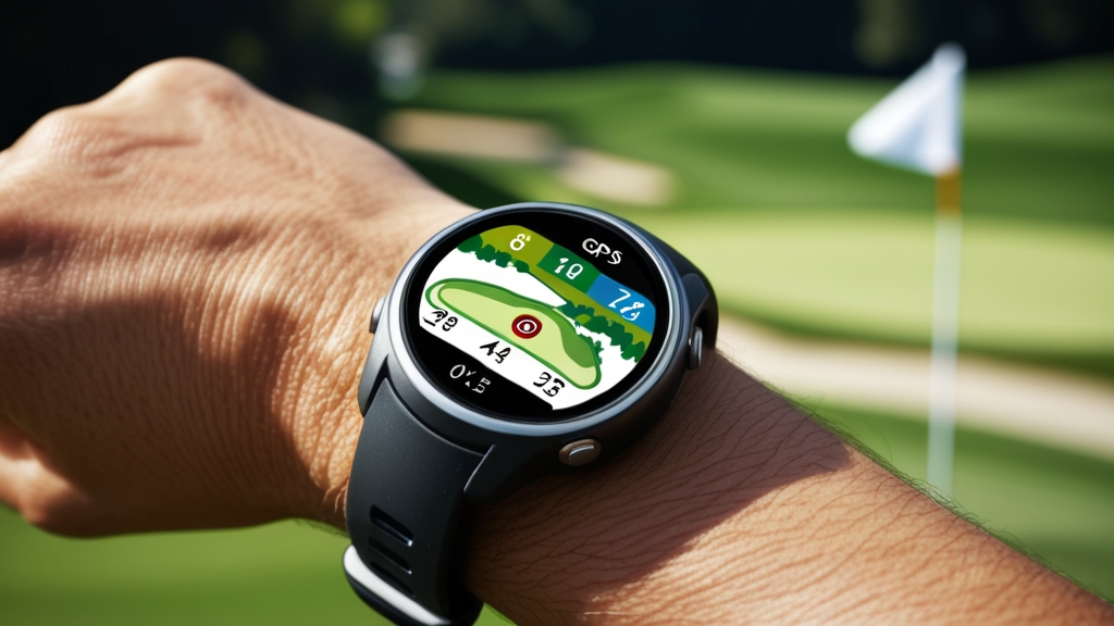 코스 맵이 표시된 골프 GPS 워치