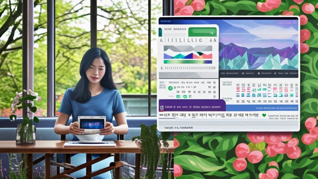 봄날 카페에서 금융 앱을 확인하는 모습