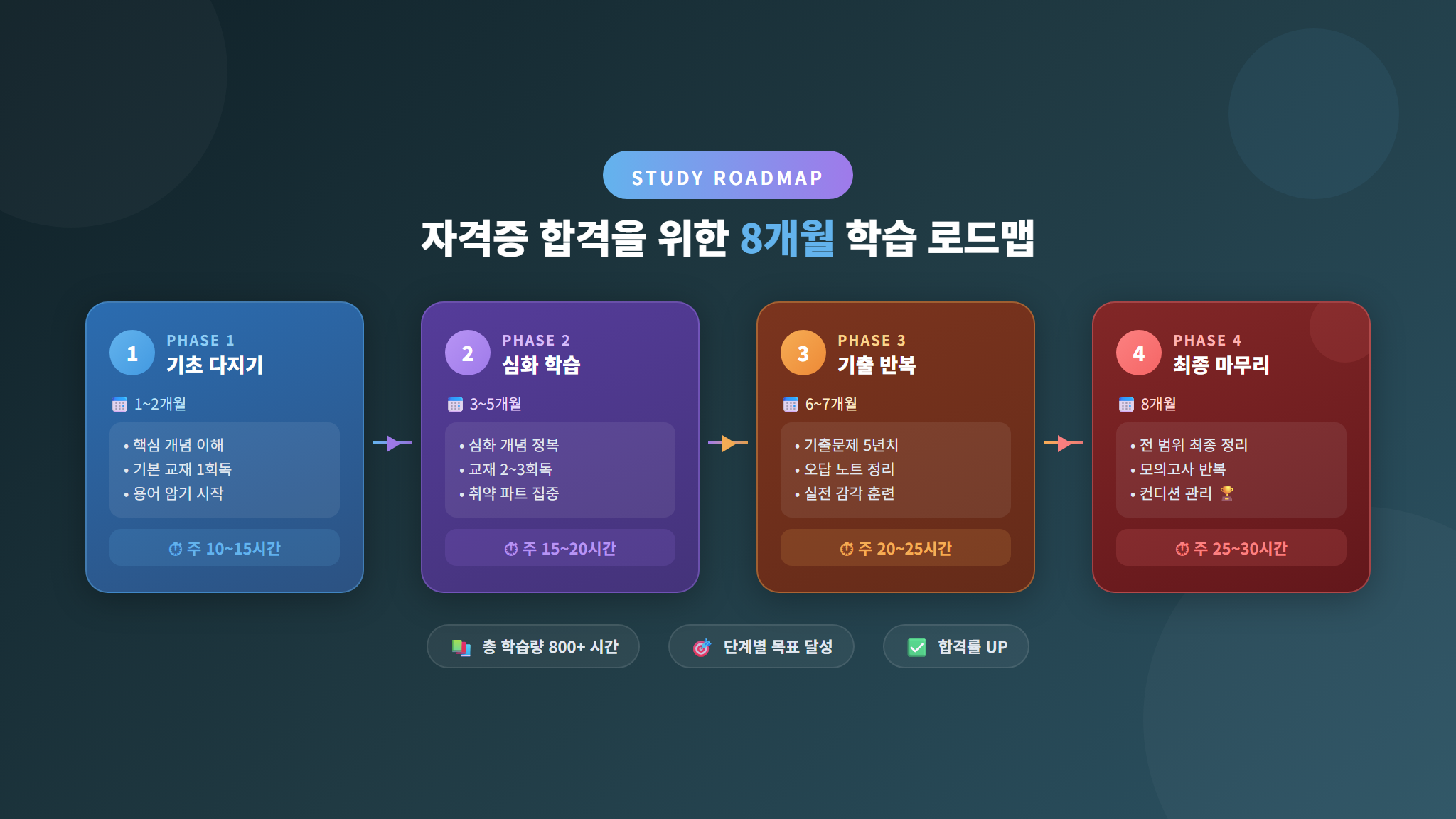8개월 학습 로드맵 4단계 흐름도